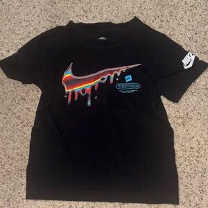 Nike Kids Black Tee with Multicolor Swoosh